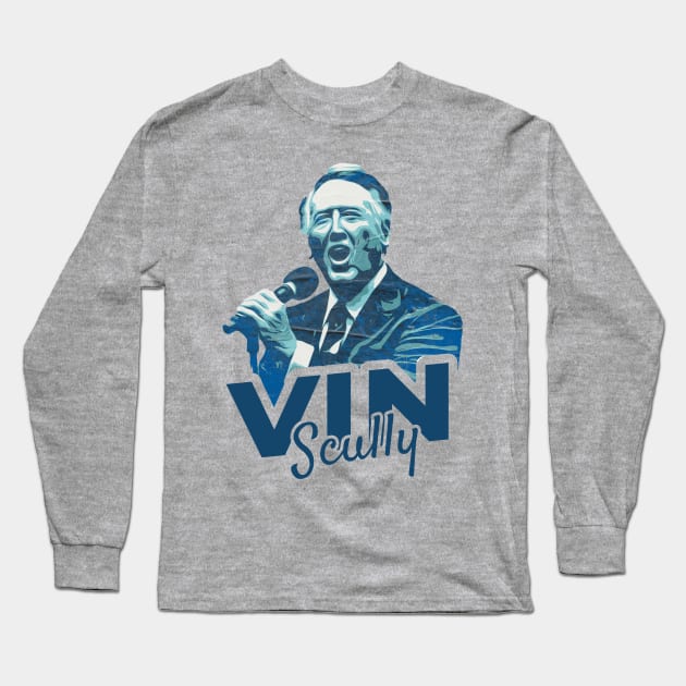 vin scully blue Long Sleeve T-Shirt by Thermul Bidean